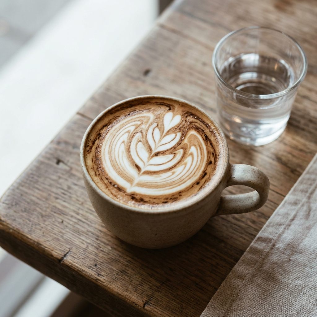 Taza de café con latte art